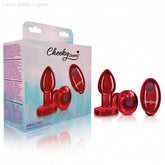Cheeky Charms - Rechargeable Vibrating Metal Butt Plug With Remote Control - Red